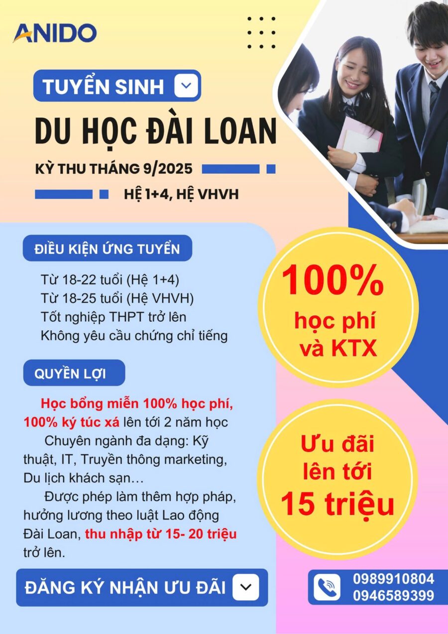 Tuyển sinh du học Đài Loan kỳ tháng 9 năm 2025